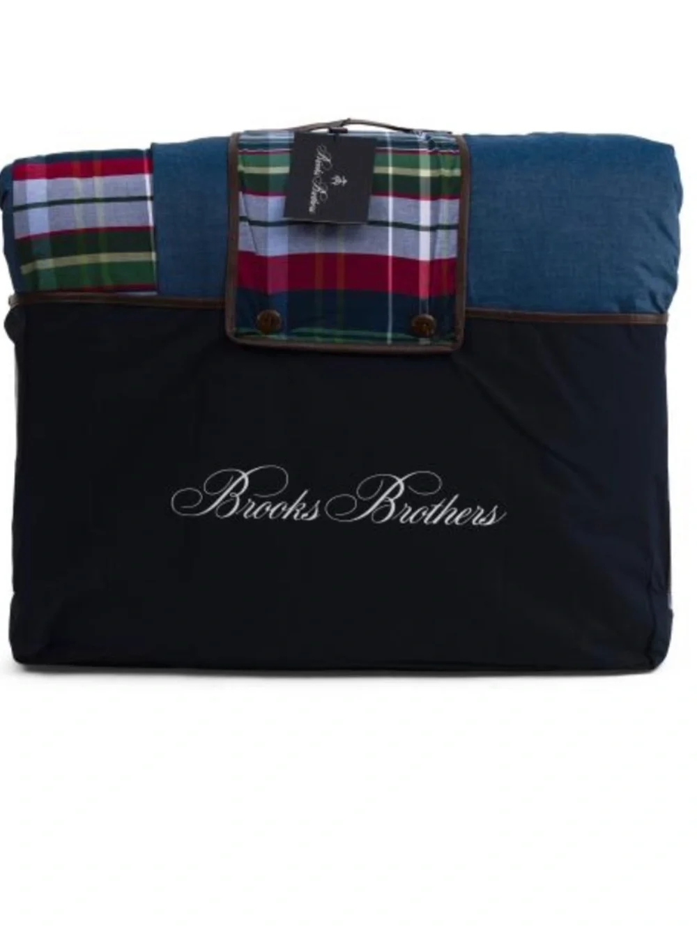 BROOKS BROTHERS reversible chambray plaid comforter set